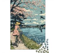 Puzzle Per Ragazzi Puzzle Da 1000 Pezzi Cherry Blossom Bike Ride Giochi Rilassanti Sfida Difficile Attività Divertenti A Casa 52x38cm/1000pcs