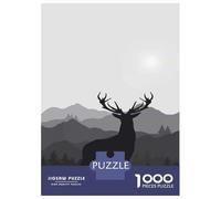 Puzzle Per Ragazzi Puzzle Da 1000 Pezzi Deer Silhouette in Mountains Giochi Rilassanti Sfida Difficile Attività Divertenti A Casa 70x50cm/1000pcs