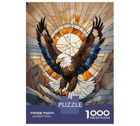 Puzzle Per Ragazzi Puzzle Da 1000 Pezzi Eagle Stained Glass Giochi Rilassanti Sfida Difficile Attività Divertenti A Casa 52x38cm/1000pcs
