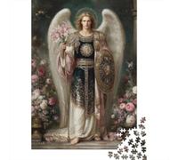Puzzle Per Ragazzi Puzzle Da 1000 Pezzi Guardian Angel with Flowers Giochi Rilassanti Sfida Difficile Attività Divertenti A Casa 38x26cm/1000pcs