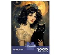 Puzzle Per Ragazzi Puzzle Da 1000 Pezzi Halloween Magic Cat Girl Per Adulti Gioco Pratico Decorazione Da Parete Regali Di Natale E Compleanno 38x26cm/1000pcs