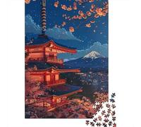 Puzzle Per Ragazzi Puzzle Da 1000 Pezzi Japanese Pagoda with Cherry Blossoms Giochi Rilassanti Sfida Difficile Attività Divertenti A Casa 38x26cm/1000pcs