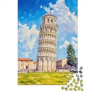 Puzzle Per Ragazzi Puzzle Da 1000 Pezzi Leaning Tower of Pisa Giochi Rilassanti Sfida Difficile Attività Divertenti A Casa 52x38cm/1000pcs