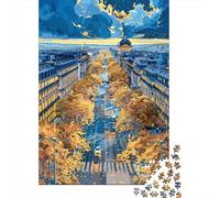 Puzzle Per Ragazzi Puzzle Da 1000 Pezzi Parisian Avenue with Autumn Trees Giochi Rilassanti Sfida Difficile Attività Divertenti A Casa 70x50cm/1000pcs