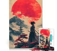 Puzzle per ragazzi "Samurai sotto la luna rossa", 1000 pezzi, rompicapo rilassante, assemblaggio immagini, regalo speciale (38x26cm)