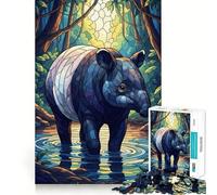 Puzzle per ragazzi Tapiri nella giungla in stile vetrata, 1000 pezzi, stimola la memoria, rilassa e facilita il gioco Bordo preciso 38x26cm