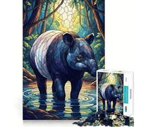 Puzzle per ragazzi Tapiri nella giungla in stile vetrata, 1000 pezzi, stimola la memoria, rilassa e migliora la concentrazione Bordo preciso 38x52cm