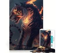 Puzzle per ragazzi Tiger Fire da 1000 pezzi, stimola la memoria, rilassa e migliora il tempo, con bordi precisi, 50x75cm