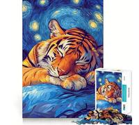 Puzzle per ragazzi "Tigre che dorme sotto una notte stellata", 1000 pezzi, stimola la memoria, semplice, divertente, di alta qualità, regalo memorabile 50x75cm
