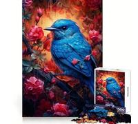 Puzzle per ragazzi "Uccello blu e rosa rossa", 1000 pezzi, stimolante per la mente, divertimento spensierato, bordi precisi, ideale per le vacanze (38x52cm)