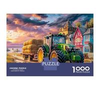 Puzzle per trattore di oggi, 1000 pezzi, scena rurale del villaggio, gioco di attività in famiglia, divertente e mentale, 100% cartone riciclato per decorazione da parete, 70 x 50 cm, 1000 pezzi