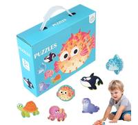 Puzzle per tutti,Puzzle per bambini | Puzzle per animali marini,Attività educativa prescolare di colori vivaci, Giocattoli di apprendimento portatili con scatola di immagazzinaggio