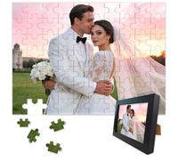 Puzzle Personalizzati per Adulti 1000/500/300/200/70 Pezzi, Puzzle Personalizzato in Legno con Cornice Nera, Ritratto di Animale Domestico, Immagini di Paesaggi Idee Regalo per Famiglia, Amici
