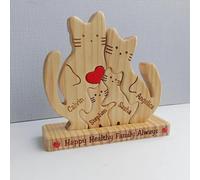 Puzzle Personalizzato Con Famiglia Di Orsi In Legno,2-10 Nomi Simpatica Gatto Famiglia Orsi Legno Personalizzata, Decorativo Per La Casa Regalo Per Compleanno, Anniversario Festa Della Mamma E Papà
