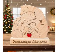 Puzzle Personalizzato con Famiglia di Orsi In Legno con 2-7 nomi Animali Sculture Artistico Regalo per la Casa per Compleanno Anniversario Famiglia Festa Della Mamma (Orso 2)