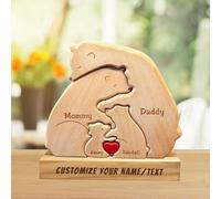 Puzzle Personalizzato con Famiglia di Orsi in Legno con 2-7 Nomi，Puzzle Legno Incisione Laser per Compleanno, Anniversario Festa Della Mamma e Papà, Personalizzata Regalo per La Famiglia (B-1)