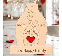 Puzzle Personalizzato Con Famiglia Di Orsi In Legno Con 2-7 Nomi,Puzzle Legno Orsetti Personalizzato Regalo Per Famiglia,Festa Della Mamma,Natale,Compleanno,Anniversario (A)