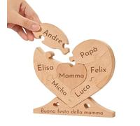 Puzzle Personalizzato Con Famiglia Di Orsi In Legno Con 2-7 Nomi,Puzzle Legno Orsetti Personalizzato Regalo Per Famiglia,Festa Della Mamma,Natale,Compleanno,Anniversario (D)