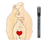 Puzzle Personalizzato con Famiglia di Orsi in Legno con 4 nomi,Nome in Legno Personalizzato,Animali Sculture Artistico in legno,Regalo per la Famiglia,Mamma e Papà