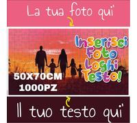 Puzzle Personalizzato con Foto e testo 50x70 cm 1000 pezzi, Puzzle personalizzati verticale orizzontale per bambini adulti lui lei madrina padrino natale