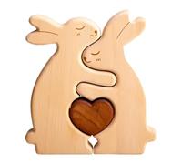 Puzzle Personalizzato Di Coniglio In Legno Puzzle Personalizzato Di Coniglio Mamma Con 2-4 Nomi for Decorazioni for La Casa Puzzle Personalizzato for Natale, Festa Della Mamma(2 rabbits)