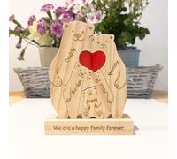Puzzle personalizzato in legno a forma di orsetto con 2-6 cognomi, con nomi personalizzati per famiglia, cartelli e placche decorativi, regalo per mamma e papà, festa della mamma, regalo di Natale e
