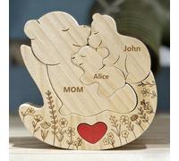 Puzzle personalizzato in legno a forma di orso con 2-6 cognomi, cartelli decorativi, regalo per genitore single, baby shower, puzzle personalizzato, regalo per mamma, festa della mamma, regalo di