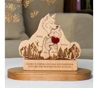 Puzzle personalizzato in legno con lupo con 2-6 cognomi, personalizzabile con nomi dei membri della famiglia, regalo per mamma e papà, festa della mamma, festa del papà, decorazione per
