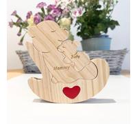 Puzzle personalizzato in legno con sedia e orso, puzzle con nome inciso personalizzato, regalo per la famiglia, regalo per genitori single, regalo per mamma, papà, Natale, compleanno, cartelli