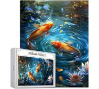 Puzzle Pesce rosso Puzzle 1500 Pezzi Jigsaw Adulti DIY Classici Gioco, Puzzles a Forma di Paesaggio, Giochi Rilassamento e Intelligence per Ragazzi 87x57cm/1500 pcs con Scatola Regalo in Legno H-436