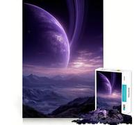 Puzzle "Pianeta viola con anelli sopra le montagne", 1000 pezzi, ideale per ragazzi, stimolante per la mente, divertimento in famiglia, bordi precisi, regalo memorabile (38x26cm)