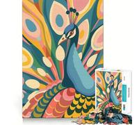 Puzzle piatto astratto con pavone per ragazzi, 1000 pezzi, per migliorare la memoria, calmare, rilassare, assemblare, regalo classico (50x75cm)