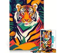 Puzzle piatto astratto con tigre, 1000 pezzi, per adulti, gioco intelligente per interni, taglio preciso, regalo perfetto 38x52cm