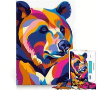 Puzzle piatto astratto Pop Bear da 1000 pezzi per adolescenti, gioco di logica mentale, evasione rilassante, bordo fine, oggetto da collezione (38x52cm)