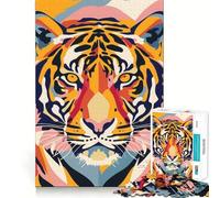Puzzle piatto astratto Tiger Pop da 1000 pezzi per adolescenti, ideale per rafforzare la memoria, per una vita tranquilla e serena, con bordi di qualità e un tocco di Babbo Natale 38x26cm