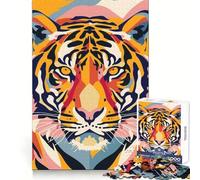 Puzzle piatto astratto Tiger Pop da 1000 pezzi per adolescenti, ideale per rafforzare la memoria, per una vita tranquilla e serena, con bordi di qualità e un tocco di Babbo Natale 38x26cm