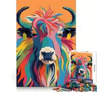 Puzzle piatto astratto Yak da 1000 pezzi per adolescenti, stimolante per la mente, per un divertimento tranquillo, con bordi uniformi, ideale per le vacanze (38x52cm)