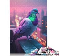 Puzzle Piccione nella Città al Neon, Giochi Educativi, Attività per la Famiglia, Puzzle Premium in Cartone per Donne e Uomini, Regalo di Natale 1000 pezzi (75x50 cm)