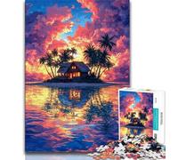 Puzzle "Piccola casa al tramonto" per adulti e adolescenti, puzzle con assemblaggio di modelli, attività divertenti da fare a casa, regalo di compleanno, regali da viaggio (38x26cm)
