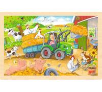 goki 57420 Small Tractor Puzzle 30 x 20 x 0.8 cm Wooden 24 Pieces