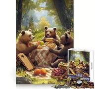 Puzzle "Picnic degli orsi nel bosco" da 1000 pezzi per adolescenti, ideale per lo sviluppo delle capacità mentali, per momenti di relax e tranquillità Un regalo perfetto (38x26cm)