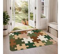 Puzzle Piece Mosaico Pattern Pezzi Fantasioso Area Tappeto 2' X 3' | Forme geometriche ad incastro, tavolozza di toni della terra, mosaico astratto, pavimenti moderni per la casa