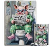 Puzzle Pig Go Toilet da 1000 pezzi per adulti, gioco rompicapo interattivo per famiglie, adatto dai 14 anni in su, 26X38CM/10,23x14,96 pollici.
