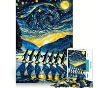 Puzzle "Pinguini in un paesaggio notturno stellato" per ragazzi, 1000 pezzi, gioco di logica, tempo libero, taglio preciso, lista dei desideri di Babbo Natale (38x52cm)