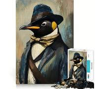 Puzzle Pinguino in Abito per Adulti, 1000 Pezzi, Gioco per la Concentrazione e il Relax, Bordo Rigido, Babbo Natale Desiderio (38x26cm)