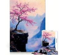 Puzzle "Pink Blossom Cliffside" da 1000 pezzi per adulti, gioco di logica e svago con bordi lisci, regalo stagionale (38x52cm)