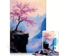 Puzzle "Pink Blossom Cliffside" da 1000 pezzi per adulti, gioco di logica e svago con bordi lisci, regalo stagionale (38x52cm)