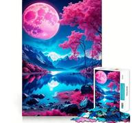 Puzzle Pink Moon da 1000 pezzi per adulti, gioco di abilità mentale, relax, design, assemblaggio, pezzo da collezione (50x75cm)