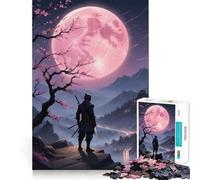 Puzzle Pink Moon Samurai Warrior per ragazzi, 1000 pezzi, per rafforzare la memoria, favorire la calma, un passatempo di qualità, ideale come regalo festivo (38x52cm)