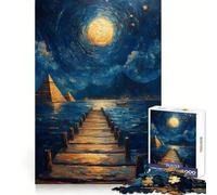 Puzzle "Piramidi al chiaro di luna" per adulti, 1000 pezzi, rompicapo rilassante, immagine da assemblare, regalo di Natale (38x52cm)